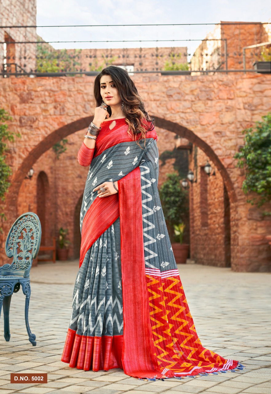 Sc Line Silver 1 Printed Wholesale Cotton Daily Wear Saree Catalog
